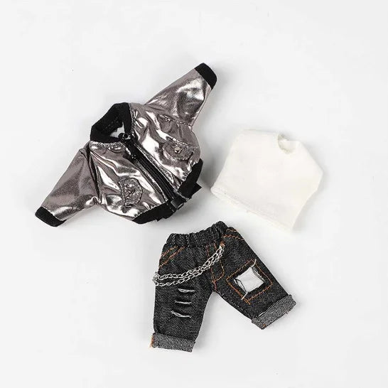 OB11 Baby Accessories Clothes for Baby Laser Bar Sets T-Shirts Jackets and Jeans Furniture for Dolls 1/12 Cool Anime Toys