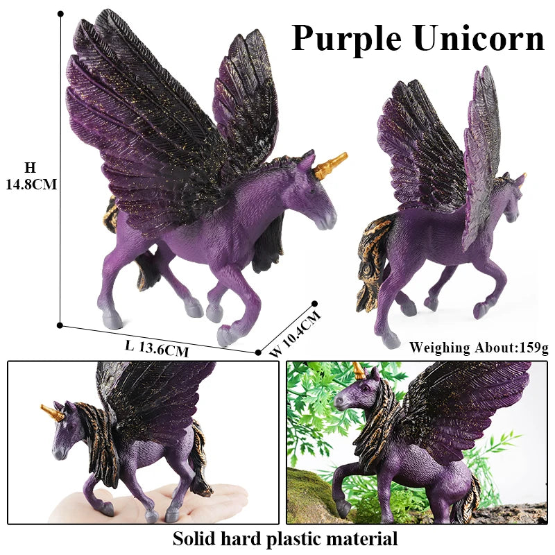 Oenux Fairy Tale Fly Horse Mythical Alpaca Elf Pegasus Action Figures Animal Model Collection Cute Girl Birthday Gift Kids Toy