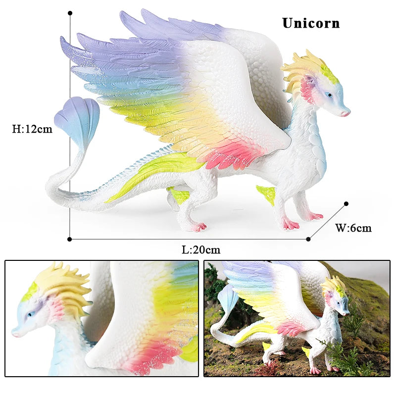 Oenux Fairy Tale Fly Horse Mythical Alpaca Elf Pegasus Action Figures Animal Model Collection Cute Girl Birthday Gift Kids Toy