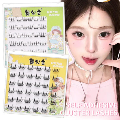 DINGSEN Self Adhesive Cluster Lashes 6 Rows Individual Eyelashes No Glue Needed Korean Makeup DIY Eye Lash Natural Eyelash