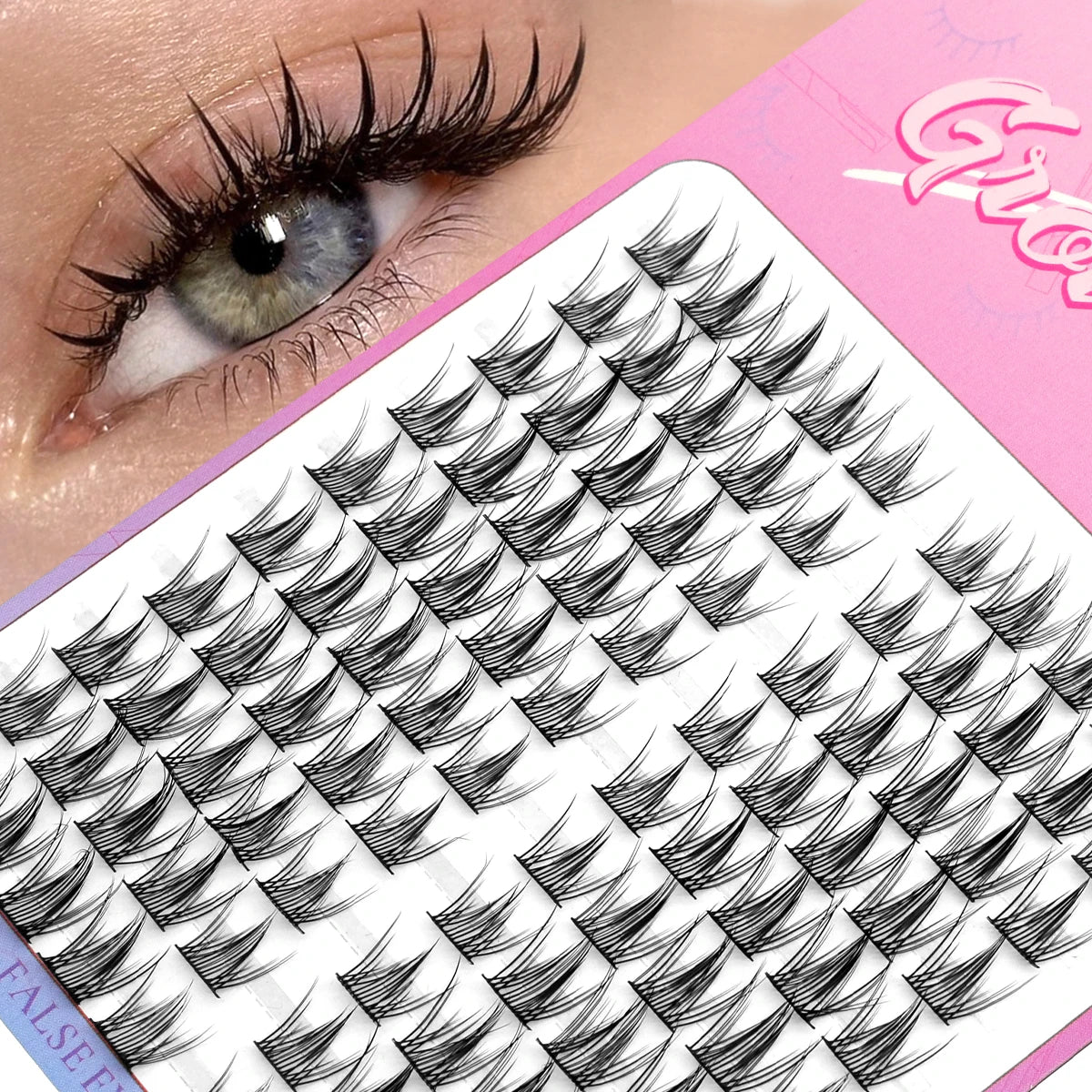 GROINNEYA  DIY Eyelashes Natural Eyelash extension Cluster Natural Look Individual Lashes Mixed Tray Lashes Cluster Lashes