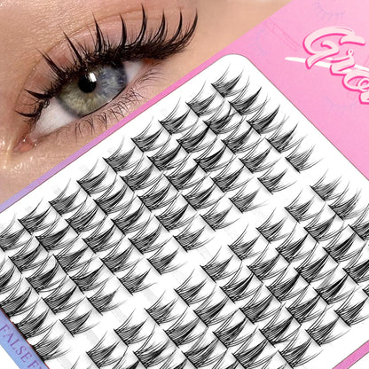 GROINNEYA  DIY Eyelashes Natural Eyelash extension Cluster Natural Look Individual Lashes Mixed Tray Lashes Cluster Lashes