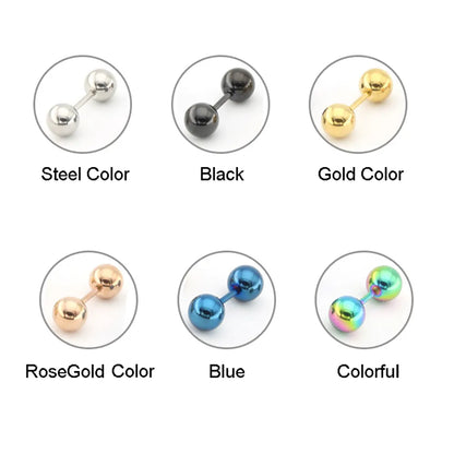 1Pair Medical Titanium Steel Stud Earring Small Ball Screws Small Earrings Ear Bone Nail Lip Piercing Body Jewelry - Giftcare 