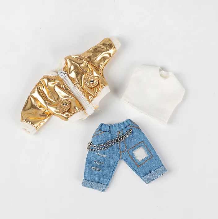 OB11 Baby Accessories Clothes for Baby Laser Bar Sets T-Shirts Jackets and Jeans Furniture for Dolls 1/12 Cool Anime Toys