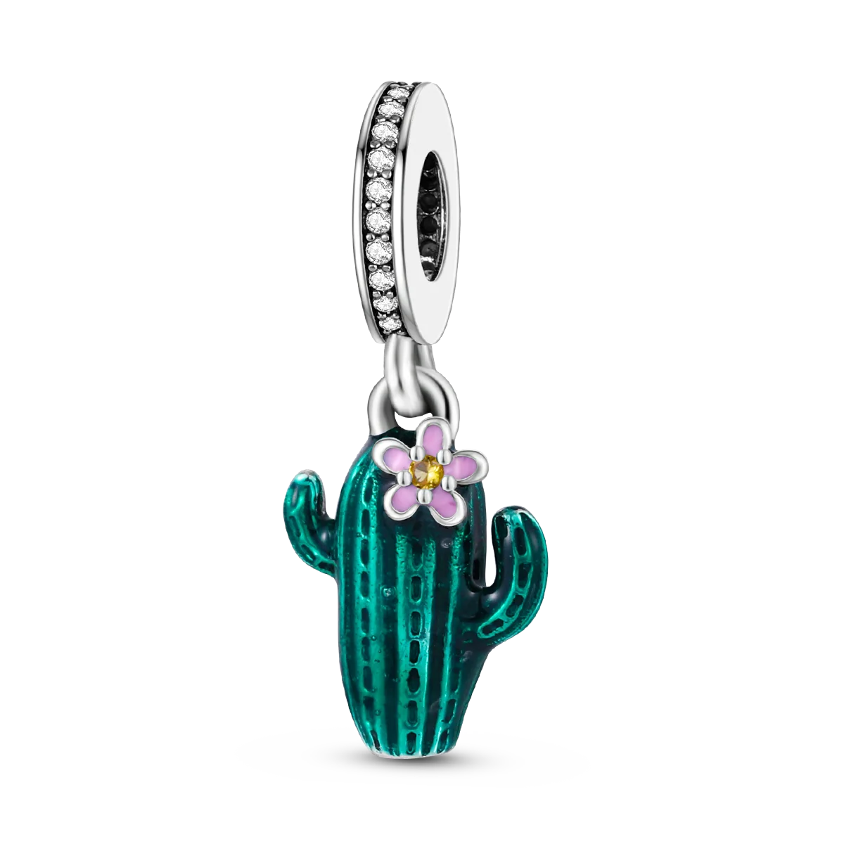 Silver Plated Charms For Woman Summer Green Cactus Avocado Beads Fit Original Bracelet Necklace DIY Dangle Charms