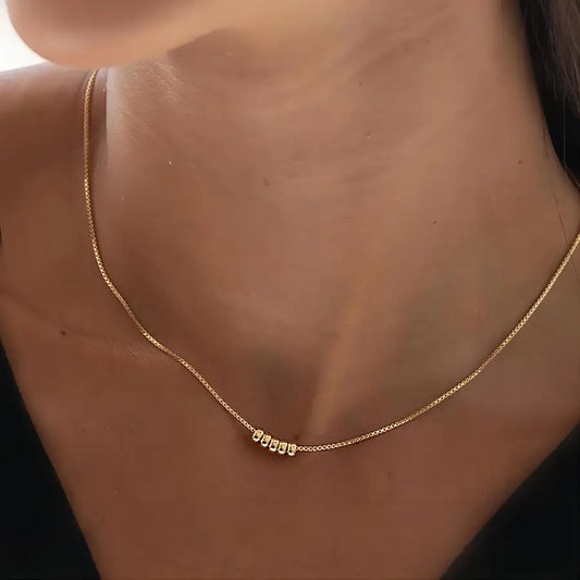 Mini Ring Pendant Gold simple snake bone necklace 5 circles 14K Gold Plated high quality brass women jewelry gift - Giftcare Necklace & pendants
