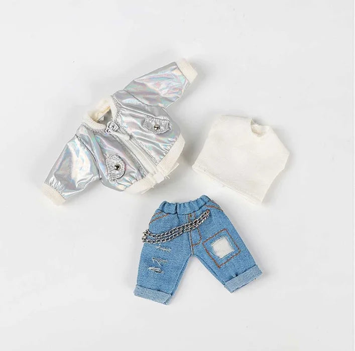 OB11 Baby Accessories Clothes for Baby Laser Bar Sets T-Shirts Jackets and Jeans Furniture for Dolls 1/12 Cool Anime Toys