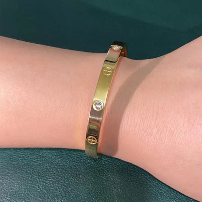 New Design Gold Color Zircon And Cross Nut Nail Bracelet & Bangle For Woman Stainless Steel Screw Brand Jewelry Dropshipping - Giftcare 