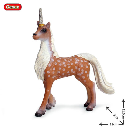 Oenux Fairy Tale Fly Horse Mythical Alpaca Elf Pegasus Action Figures Animal Model Collection Cute Girl Birthday Gift Kids Toy