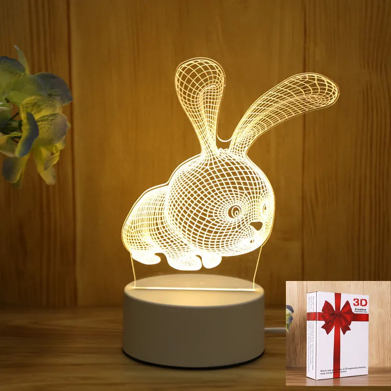 Romantic Love 3D Acrylic Led Lamp for Home Children's Night Light Table Lamp Birthday Party Decor Valentine's Day Bedside Lamp.Free shipping
