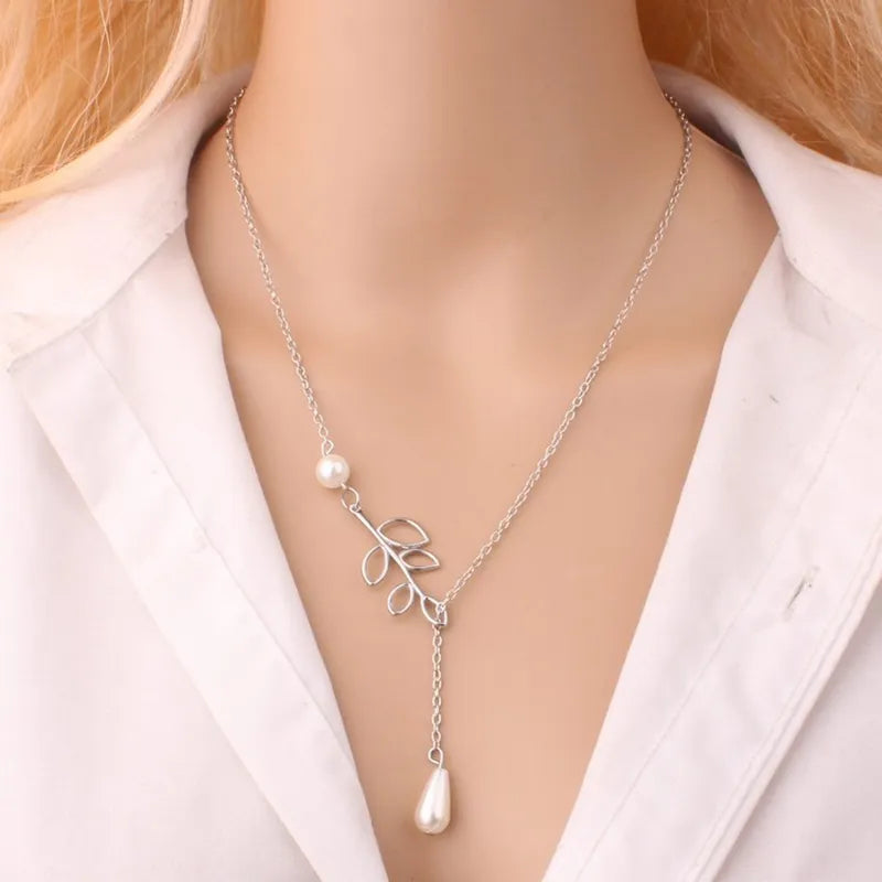 Inifity Heart Owl Crystal Cross Leaf Minimalist Clavicle Pendants Necklaces For Women Jewelry Bird Pearl Chain Neck Collares.Free Shipping - Giftcare 