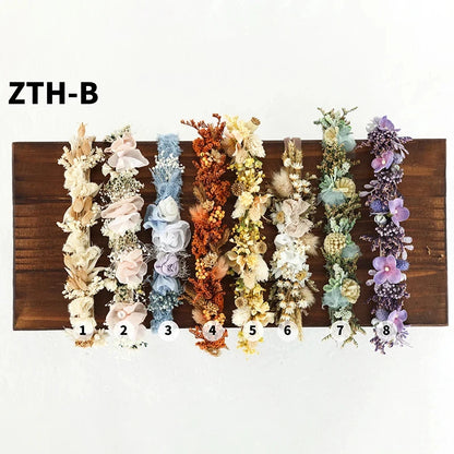 Baby Photography Accessories Full Moon Baby Artificial Flower Headband Decoration Adjustable Floral Headwear Newborn Photo Props