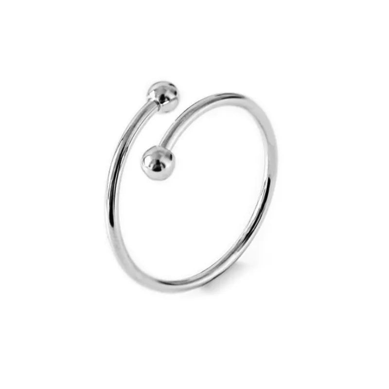 New Fashion Jewelry Double Beads 925 Sterling Silver Cute Smooth Small Ball Women Popular Exquisite Opening Rings    R053