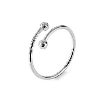 New Fashion Jewelry Double Beads 925 Sterling Silver Cute Smooth Small Ball Women Popular Exquisite Opening Rings    R053