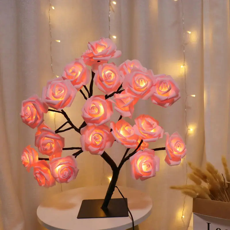 Table Lamp Rose Flower Tree Rose Flower Lighting Home Decoration