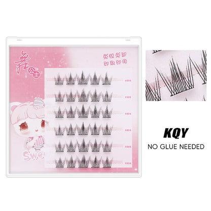 DINGSEN Self Adhesive Cluster Lashes 6 Rows Individual Eyelashes No Glue Needed Korean Makeup DIY Eye Lash Natural Eyelash
