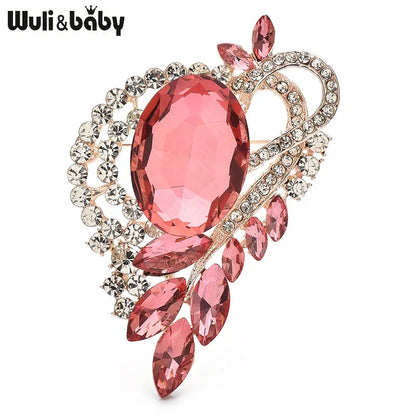 Wuli&baby Crystal Heart Brooches For Women Unisex 4-color Palace Style Love Round Flower Brooch Pins Gifts