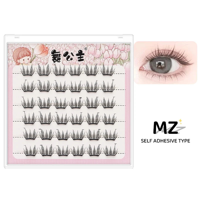 DINGSEN Self Adhesive Cluster Lashes 6 Rows Individual Eyelashes No Glue Needed Korean Makeup DIY Eye Lash Natural Eyelash