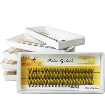 New 20D L-type Cluster Eyelash Extension 3D Natural Russian Individual Eyelashes bunches 1box/60 Bundle Makeup Tool Lashes Cilia