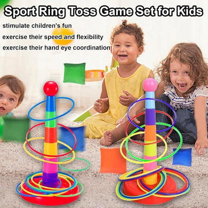 Children Throw Circle Game Ferrule Stacked Toys Fun Indoor Outdoor Parent-Child Interactive Circle Layers Early Education Gift