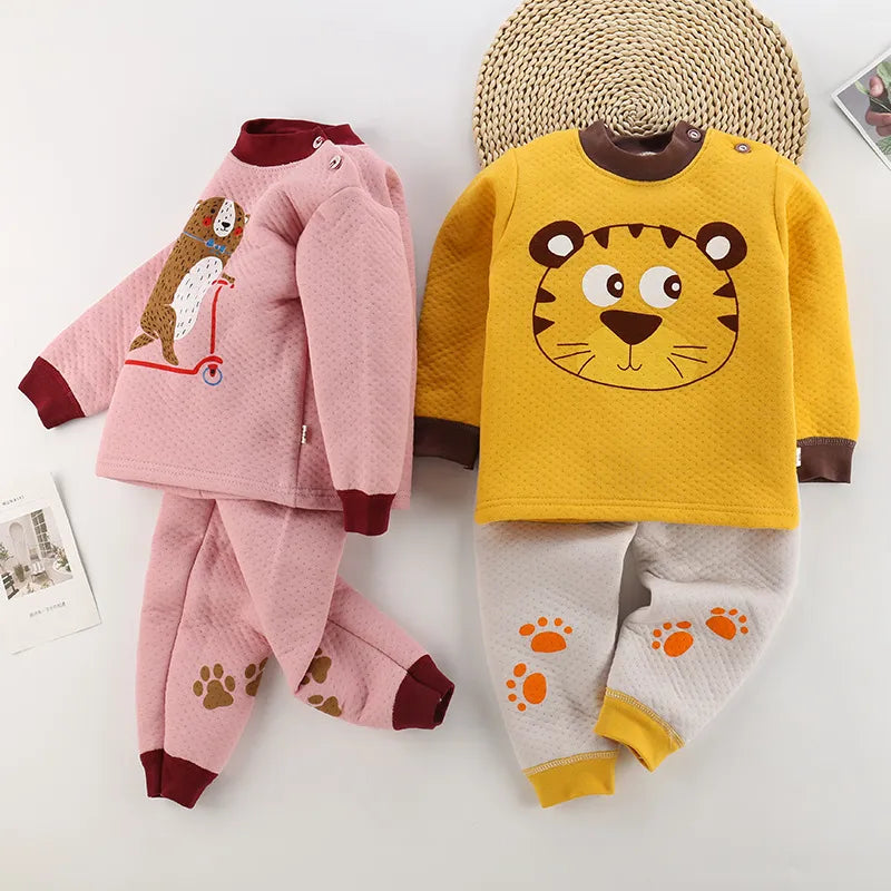 winter baby clothing set thicken pajamas children clothes set for winter boys grils cotton underwears - Giftcare 