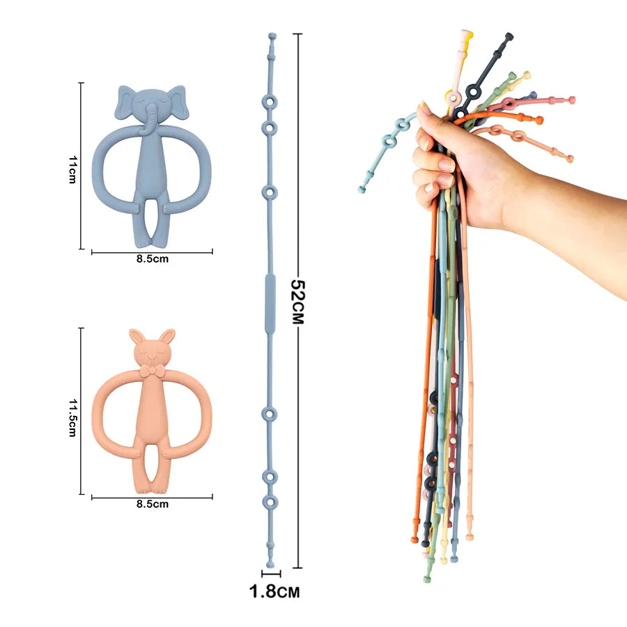 Baby Pacifier Clips Soft Silicone Teething Chain Baby Toy Adjustable Infant Nipple Holder Dummy Clip  Stroller Baby Accessories - Giftcare 