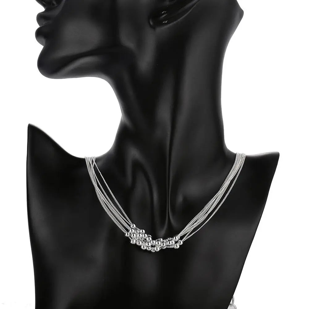 Hot new 925 Sterling Silver Grape beads Bracelet necklace earrings Jewelry set for women Fashion Party Christmas Gifts - Giftcare 