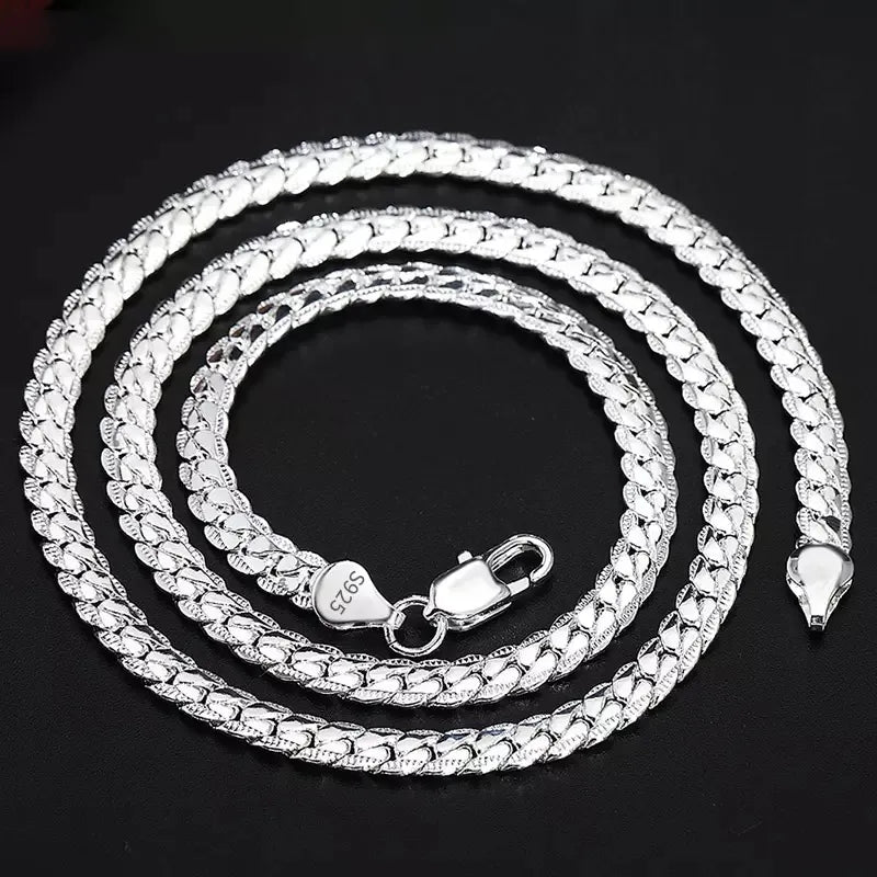 S925 Sterling Silver Gold/Silver 8/18/20/24 Inch 5MM Full Sideways Chain Necklace For Women Men Fashion Jewelry Gifts.Free Shipping