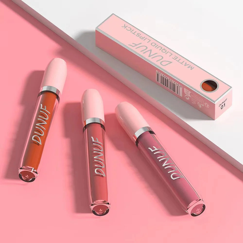 5pcs Lip Gloss, Lipstick Set, Waterproof Matte Non-sticky Non-transfer Long-Lasting, Purple Deep Red Nude, Y2K Makeup Christmas