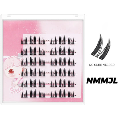 DINGSEN Self Adhesive Cluster Lashes 6 Rows Individual Eyelashes No Glue Needed Korean Makeup DIY Eye Lash Natural Eyelash