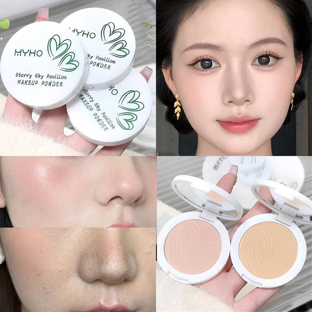 Oil Control Soft Focus Pressed Powder Matte Compact Lasting No Cakey Full Coverage Concealer Face Tightening Air Powder Makeup