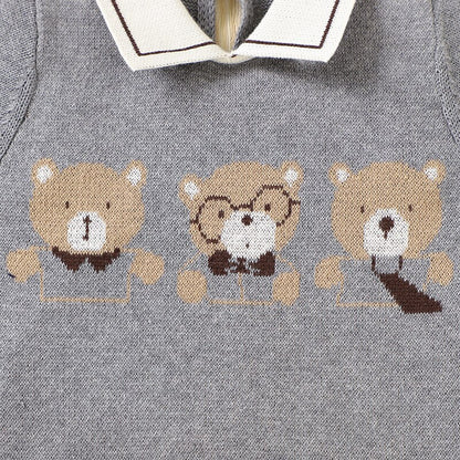 Newborn Baby Clothing Set 100%Cotton Knit Infant Girl Boy Romper +Blanket Cute Bears Toddler Long Sleeve Jumpsuit +Bedding Quilt - Giftcare 