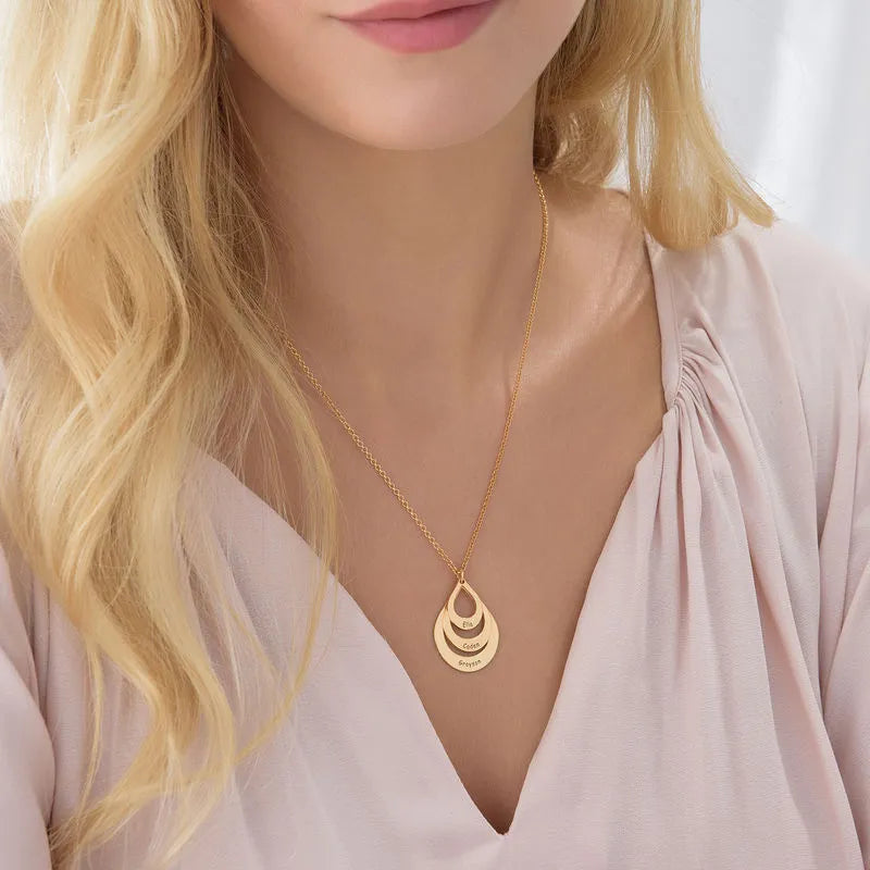 Personalized Jewelry Water Drop Family Name Necklaces Stainless Steel Customized Necklaces & Pendants Women Mother's Day Gift - Giftcare 