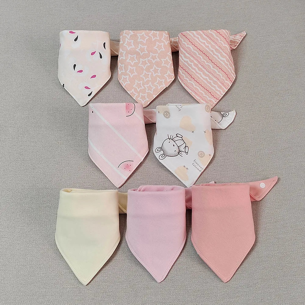 8 Pieces Baby Bibs Bandana Triangle Cotton Soft Infant Feeding Burp Cloth Newborn Teething Slaiva Towel Boy Girl Accessories