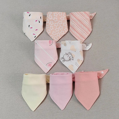 8 Pieces Baby Bibs Bandana Triangle Cotton Soft Infant Feeding Burp Cloth Newborn Teething Slaiva Towel Boy Girl Accessories