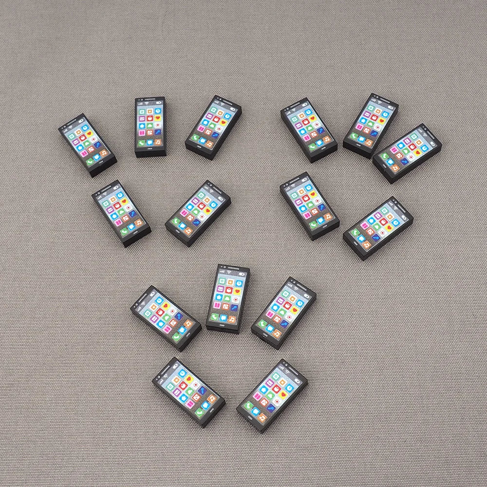 MOC 10PCS 3069 Modern Mobile Phone Printed Pattern Building Blocks Scene Matching Compatible Accessories DIY Toys Children Gifts