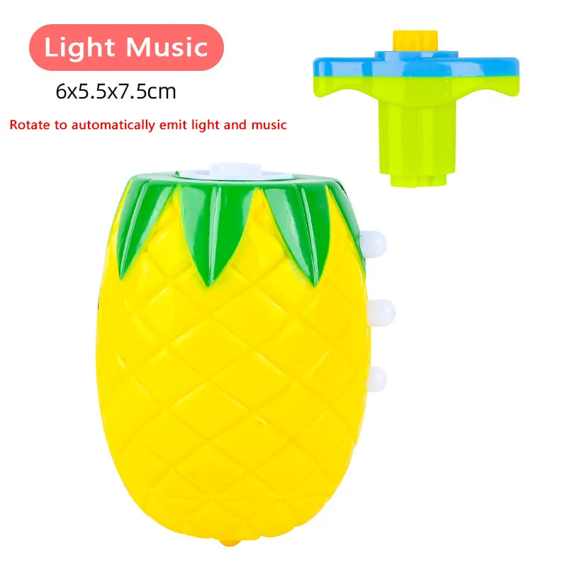 Flashing Spinning Twirl Top Children Light up Toy, Fruit Animal Shapes Heart Crown, LED, Music Gyroscope Launcher Birthday Gift