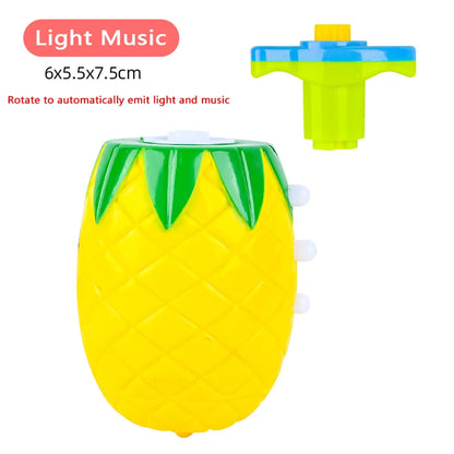 Flashing Spinning Twirl Top Children Light up Toy, Fruit Animal Shapes Heart Crown, LED, Music Gyroscope Launcher Birthday Gift