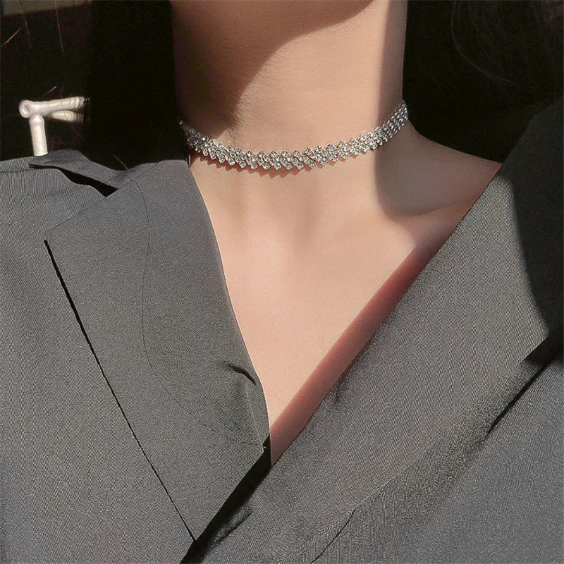 FYUAN Fashion Full Rhinestone Choker Necklaces for Women Geometric Crystal Necklaces Weddings Jewelry Party Gifts - Giftcare 