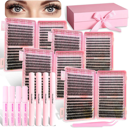 Natural Look Eyelash Extensions Set, False Eyelashes Set & Tweezers & Glue & Remover, Professional Accessories for Make-up