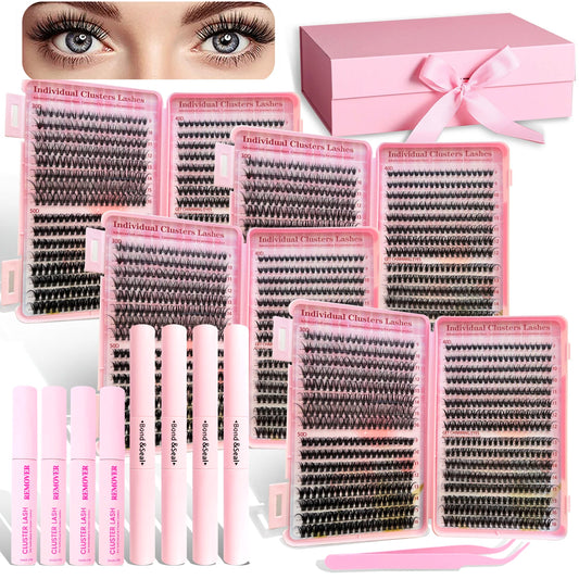 Natural Look Eyelash Extensions Set, False Eyelashes Set & Tweezers & Glue & Remover, Professional Accessories for Make-up