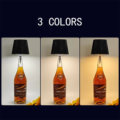 Wine Bottle Lamp LED Table Lamp 3 Color Stepless Dimming Rechargeable Touch Control  Wine Bottle Lamp