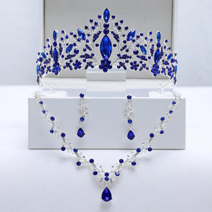 Ladies' Party Tiara Necklace Earrings 4 Pcs Set