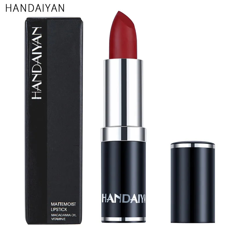 Handaiyan Sexy Nude Red Brown Purple Lipgloss Matte Lip Gloss Velvety Lipstick Matte Waterproof Makeup Long Lasting Cosmetic - Giftcare 