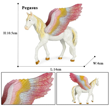 Oenux Fairy Tale Fly Horse Mythical Alpaca Elf Pegasus Action Figures Animal Model Collection Cute Girl Birthday Gift Kids Toy