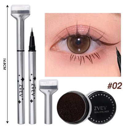 2 in 1 Lower Eyelash Stamps Eyeliner Set DIY Lower Lashes Extension Reusable Eyelash Template Natural Eye Makeup Applicator Tool