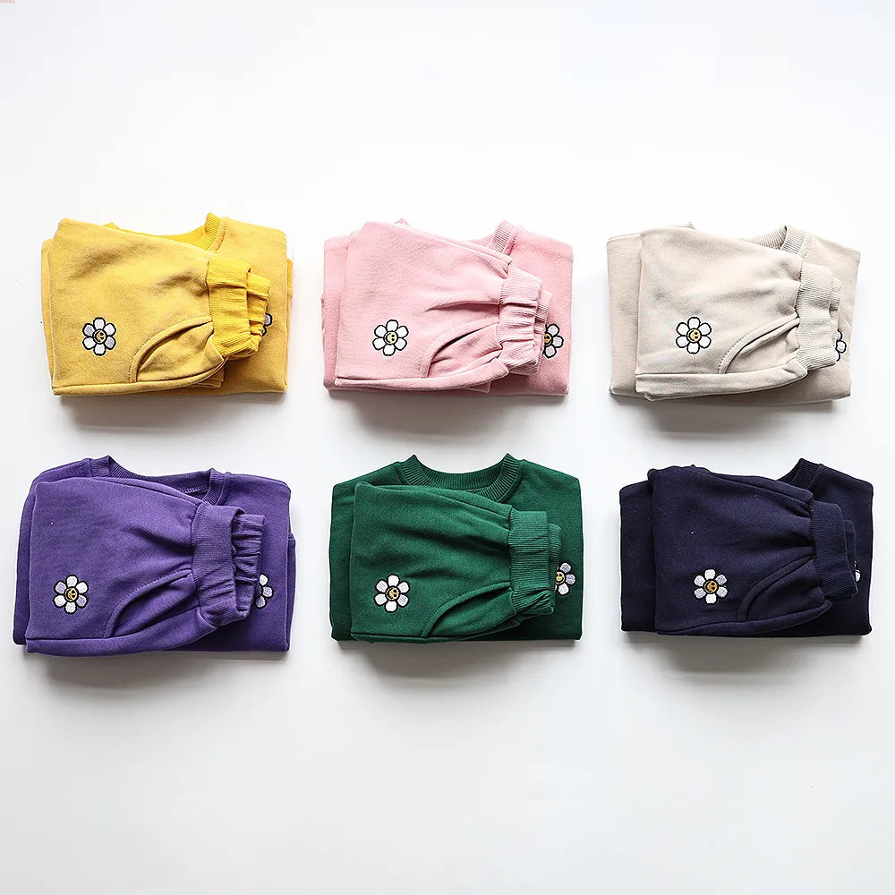 MILANCEL Baby Clothing Set Flower Embroidery Toddler Girls Hoodie Suit Boys Clothes Set Toddler Sports Wear - Giftcare 