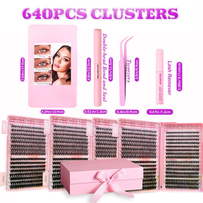 Natural Look Eyelash Extensions Set, False Eyelashes Set & Tweezers & Glue & Remover, Professional Accessories for Make-up