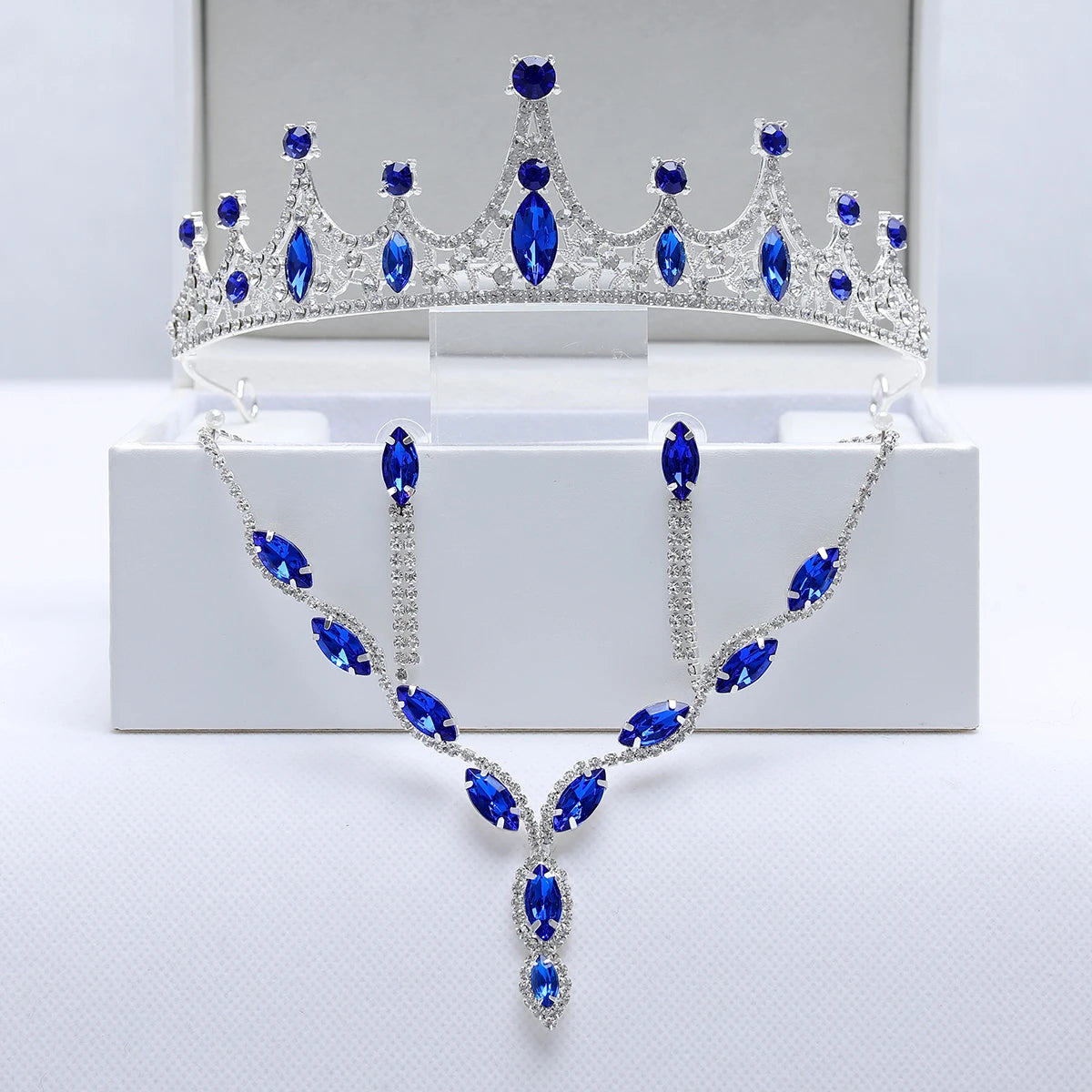 Ladies' Party Tiara Necklace Earrings 4 Pcs Set