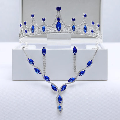 Ladies' Party Tiara Necklace Earrings 4 Pcs Set
